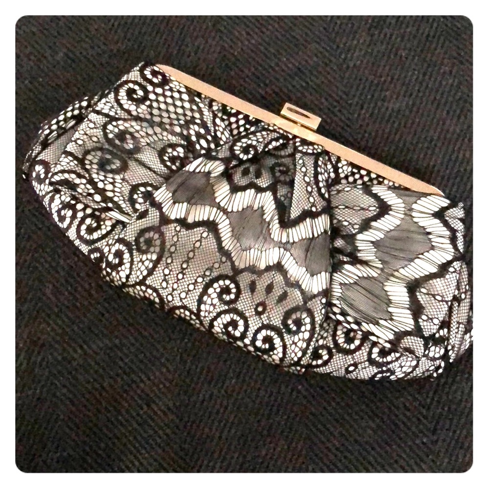 Black and White Lace Clutch